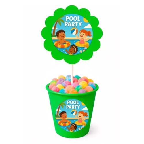 Centro de Mesa Flor Personalizado Pool Party