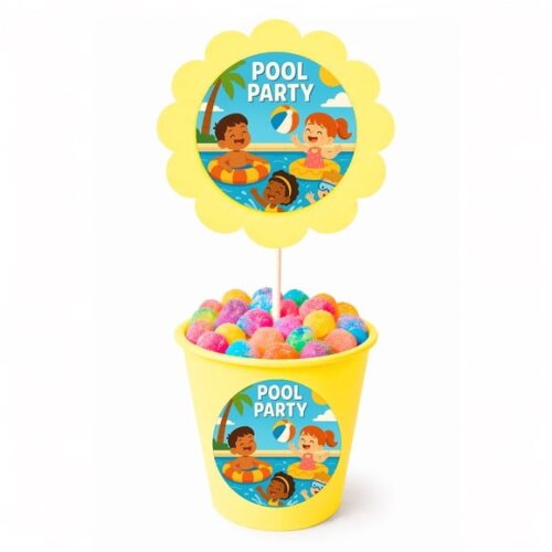 Centro de Mesa Flor Personalizado Pool Party
