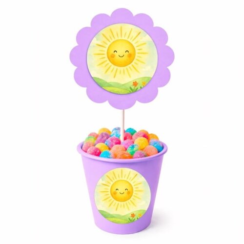Centro de Mesa Flor Personalizado Raio de Sol Aquarela