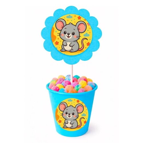 Centro de Mesa Flor Personalizado Ratinho Fofo