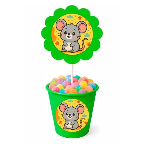 Centro de Mesa Flor Personalizado Ratinho Fofo