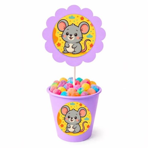 Centro de Mesa Flor Personalizado Ratinho Fofo
