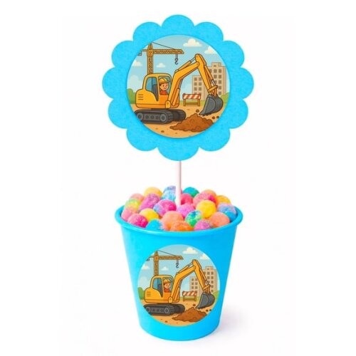 Centro de Mesa Flor Personalizado Retroescavadeira