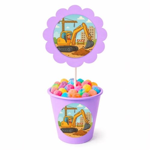 Centro de Mesa Flor Personalizado Retroescavadeira