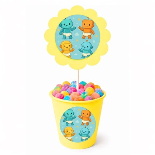 Centro de Mesa Flor Personalizado Robôs Baby