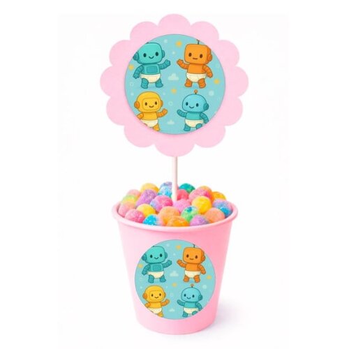 Centro de Mesa Flor Personalizado Robôs Baby