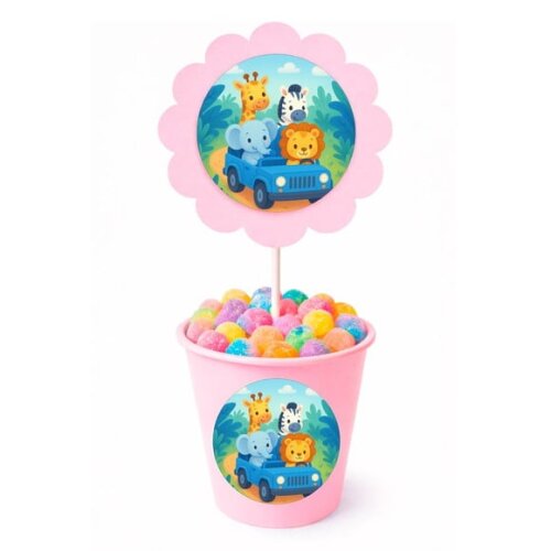 Centro de Mesa Flor Personalizado Safari Azul