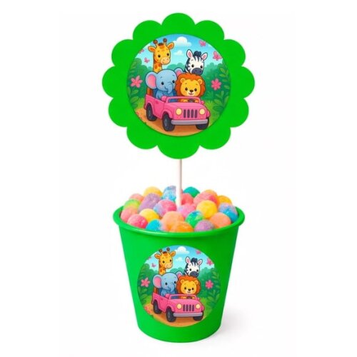 Centro de Mesa Flor Personalizado Safari Rosa