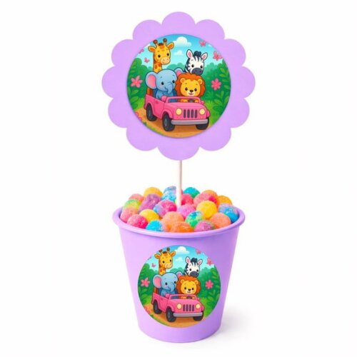 Centro de Mesa Flor Personalizado Safari Rosa