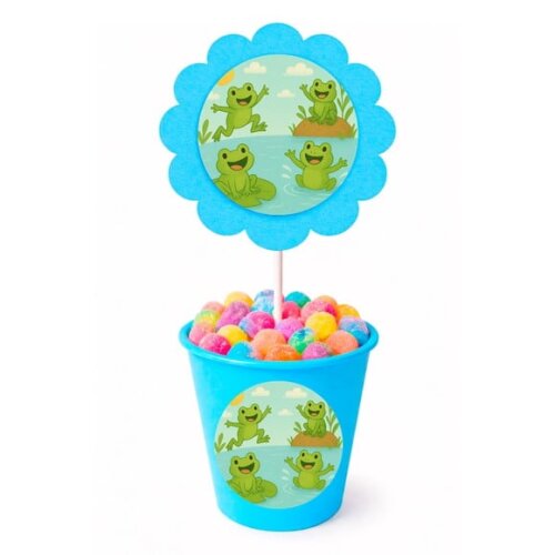 Centro de Mesa Flor Personalizado Sapos Divertidos