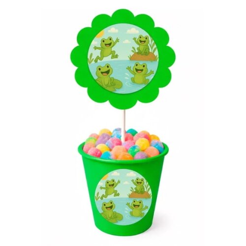 Centro de Mesa Flor Personalizado Sapos Divertidos