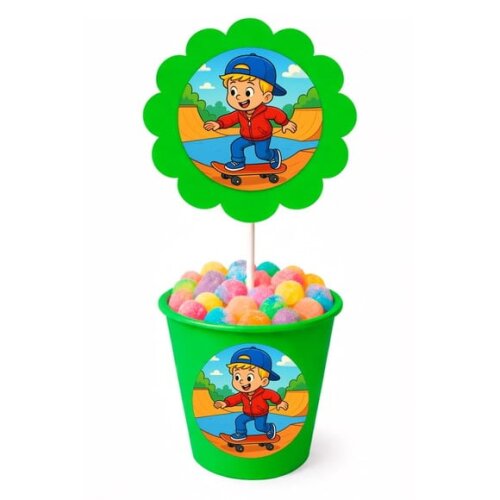 Centro de Mesa Flor Personalizado Skate Kids