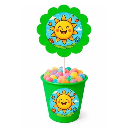 Centro de Mesa Flor Personalizado Sol Sorridente