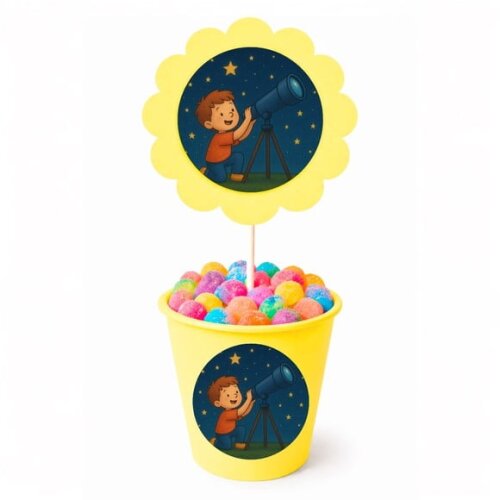Centro de Mesa Flor Personalizado Telescópio Kids