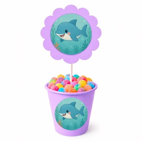 Centro de Mesa Flor Personalizado Tubarãozinho Fofo