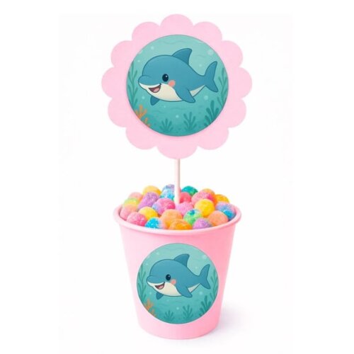Centro de Mesa Flor Personalizado Tubarãozinho Fofo