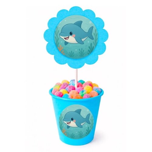 Centro de Mesa Flor Personalizado Tubarãozinho Fofo