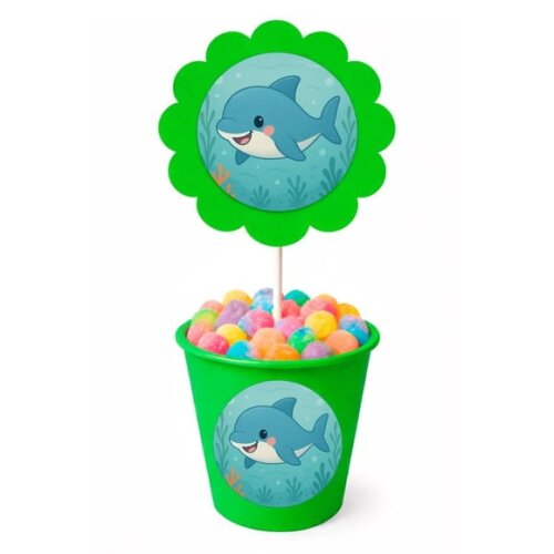 Centro de Mesa Flor Personalizado Tubarãozinho Fofo