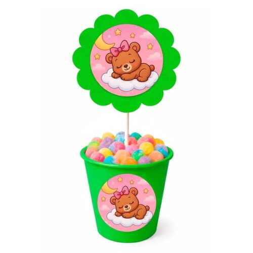 Centro de Mesa Flor Personalizado Ursinha Soninho