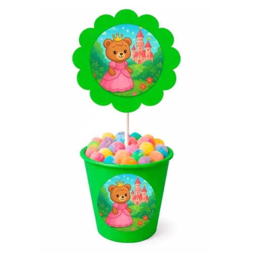 Centro de Mesa Flor Personalizado Ursinha Princesa