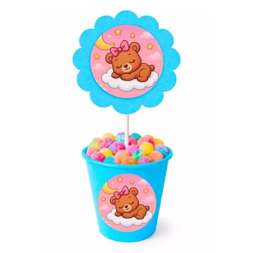 Centro de Mesa Flor Personalizado Ursinha Soninho