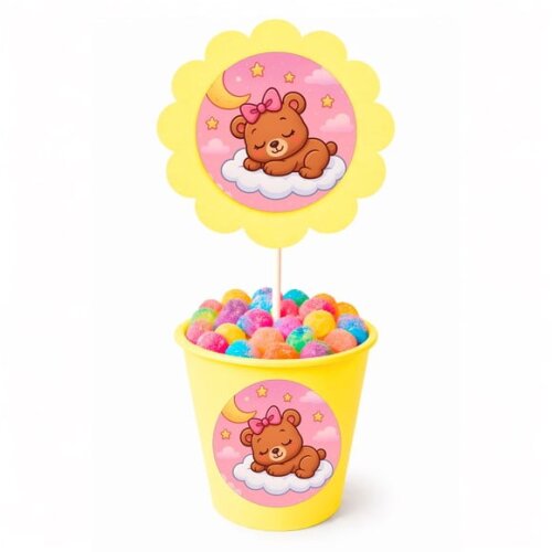 Centro de Mesa Flor Personalizado Ursinha Soninho