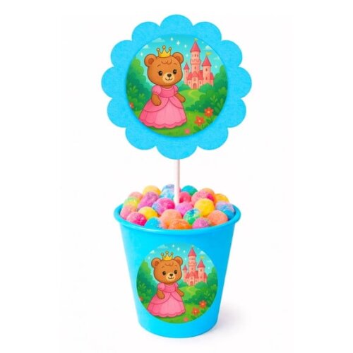 Centro de Mesa Flor Personalizado Ursinha Princesa