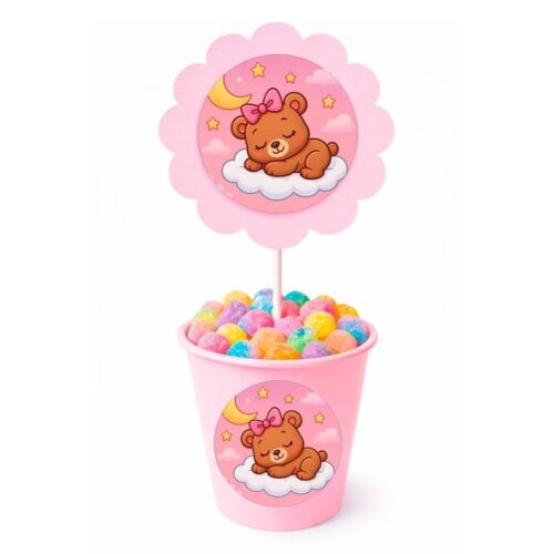 Centro de Mesa Flor Personalizado Ursinha Soninho