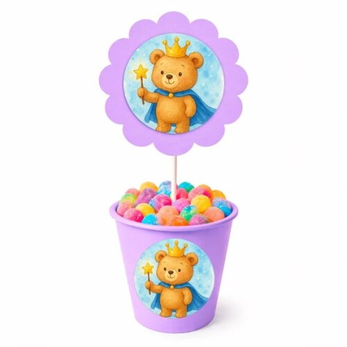 Centro de Mesa Flor Personalizado Ursinho Príncipe