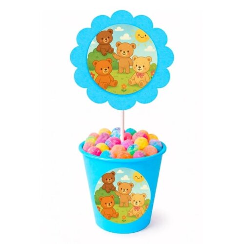 Centro de Mesa Flor Personalizado Ursinhos