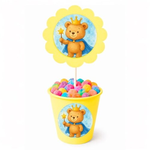 Centro de Mesa Flor Personalizado Ursinho Príncipe