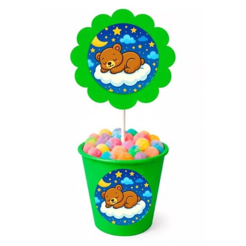 Centro de Mesa Flor Personalizado Ursinho Soninho