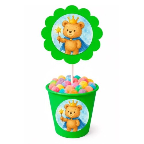 Centro de Mesa Flor Personalizado Ursinho Príncipe
