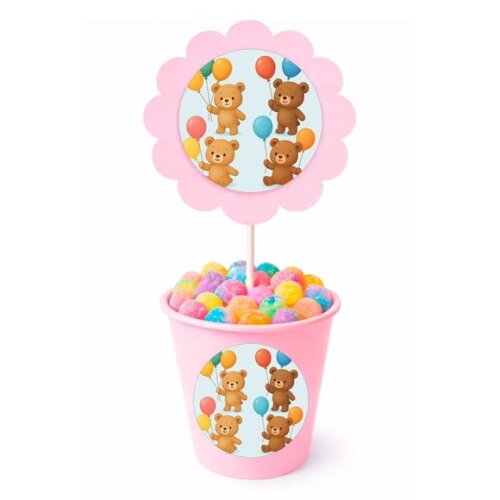Centro de Mesa Flor Personalizado Ursinhos com Balões