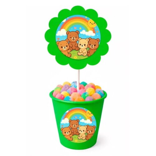 Centro de Mesa Flor Personalizado Ursinhos Baby