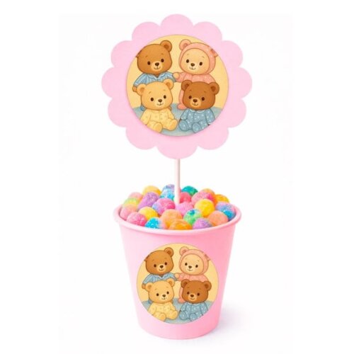 Centro de Mesa Flor Personalizado Ursinhos de Pijama