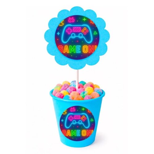 Centro de Mesa Flor Personalizado Video Game Neon