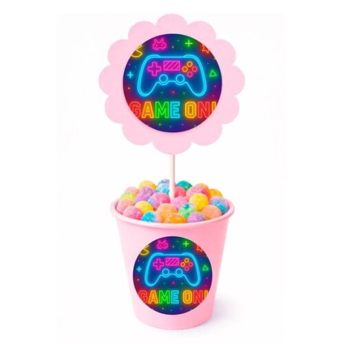 Centro de Mesa Flor Personalizado Video Game Neon
