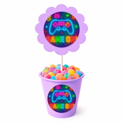 Centro de Mesa Flor Personalizado Video Game Neon