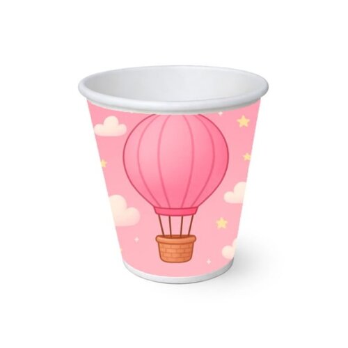 Copo de Papel Aniversário Festa Balão de Ar Rosa
