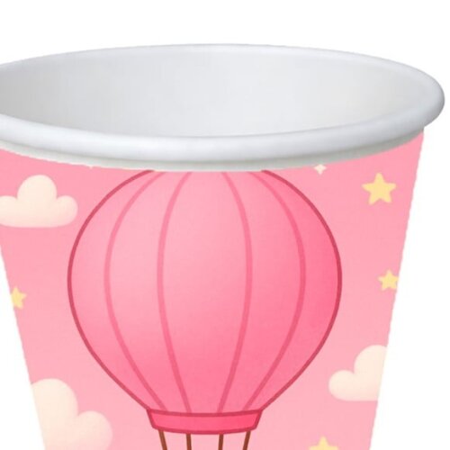 Copo de Papel Aniversário Festa Balão de Ar Rosa