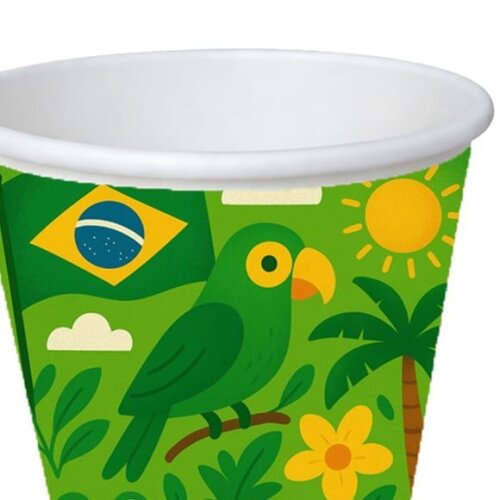 Copo de Papel Aniversário Festa Brasil Verde Amarelo