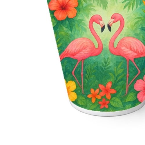Copo de Papel Aniversário Festa Flamingo Aquarela