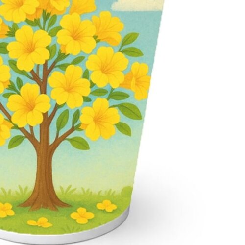 Copo de Papel Aniversário Festa Flor de Ipê Amarela