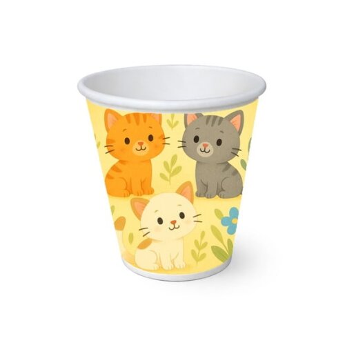 Copo de Papel Aniversário Festa Gatinhos