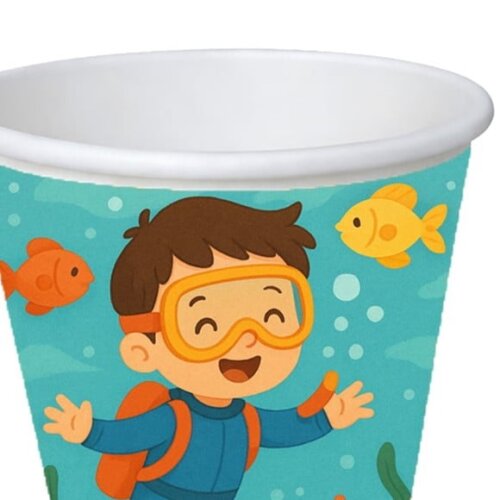 Copo de Papel Aniversário Festa Menino Mergulhador