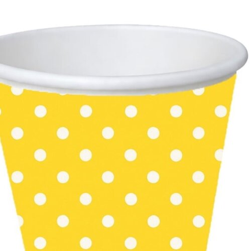 Copo de Papel Aniversário Festa Poá Amarelo