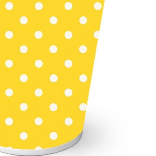 Copo de Papel Aniversário Festa Poá Amarelo