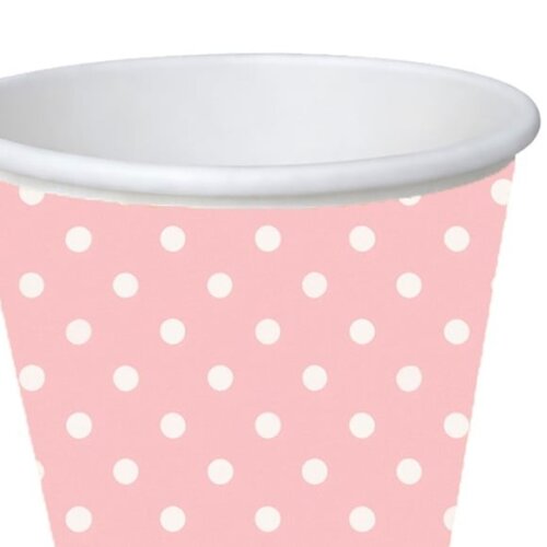 Copo de Papel Aniversário Festa Poá Rosa Bebê