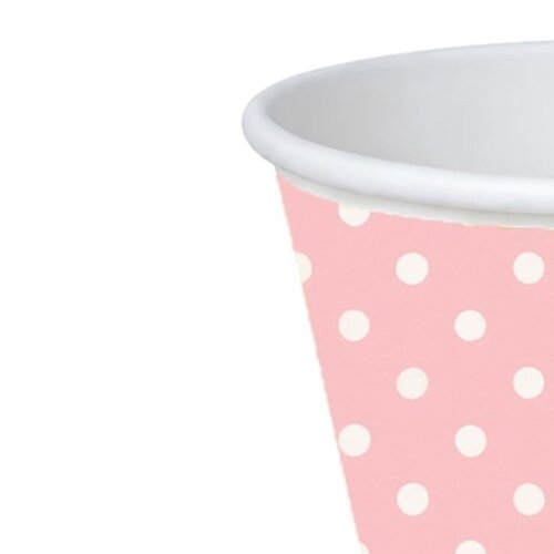 Copo de Papel Aniversário Festa Poá Rosa Bebê